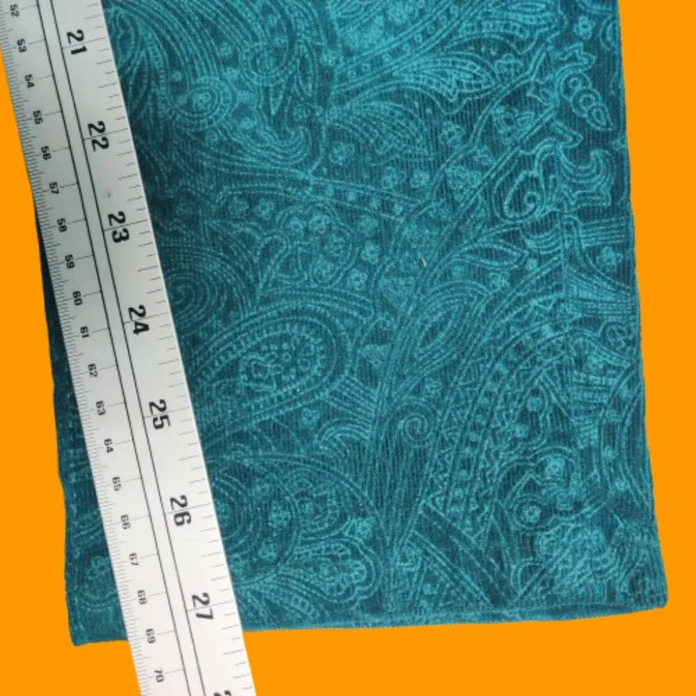 ELLE Women’s Teal Paisley Corduroy Pants Size 10 Regular Cotton Stretch Casual - Picture 4 of 9